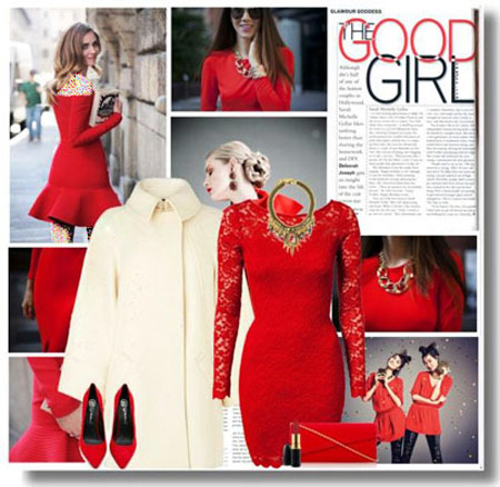 ست لباس قرمز،ست هایی زیبا ،مدل ست لباس قرمز،مدل لباس مجلسی،دنیای مد