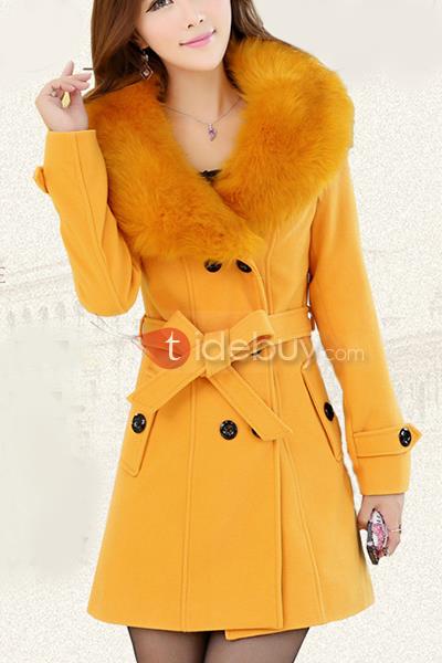 New Pure Color Long Sleeves Double-Breasted Overcoat 