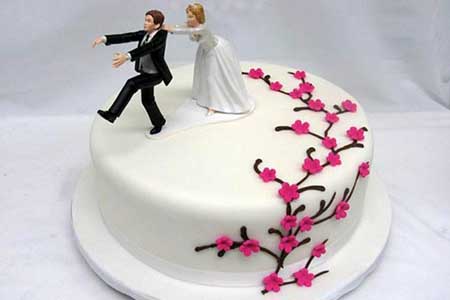 مجسمه های دیدنی عروس و داماد روی کیک عروسی