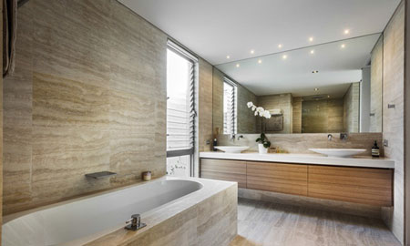 انواع سنگ در دکوراسیون حمام,دکوراسیون حمام,طراحی فضای داخلی حمام با سنگ ها