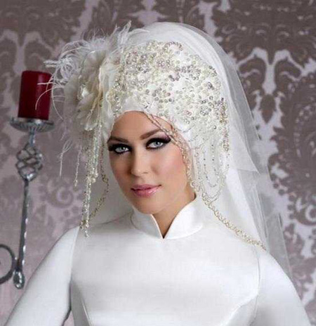 مدل تورهای عروس های با حجاب, مدل تورهای نگین دار عروس
